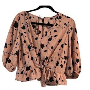 Sienna Sky Black Floral Blouse - Tan